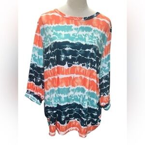 Misslook Tye dye 3/4 length slightly open back top women’s size XL